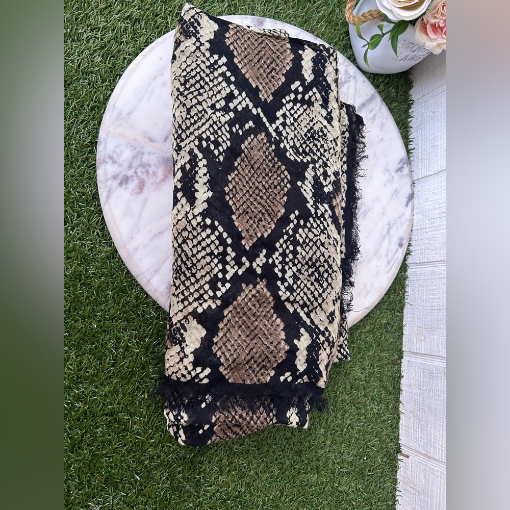 Coach Python Oversized Square Scarf Khaki,Black D… - image 5